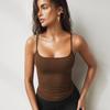 Estilo Americano Primavera Chica Caliente Color Sólido Tirantes Base Ropa Interior para Mujer Sexy Ajustado Moda Corto Exterior Chaleco Top