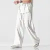 Pantalones de Lino Pantalones de Hombre Delgados Estilo Chino Sueltos de Pierna Recta Pantalones Casuales Deportivos de Verano de Algodón y Lino para Hombre