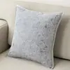 Almofada Jacquard de Veludo Estilo Vintage Cremoso para Sofá Sala de Estar Almofada de Costas Luxo Leve Retro Travesseiro de Cabeceira Pousada Folhas