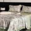 Colcha de Doble Aire Acondicionado para Dormir Desnudo Lyocell Tencel Estampado Digital Floral Americano 50S Lavable a Máquina Colcha de Fibra de Soya