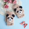 Guantes Cálidos de Invierno Yifan Terciopelo Imitación de Visón Engrosados para Niños de Medio Dedo con Tapa para Escribir Dibujo Animado Lindo Panda Pequeño