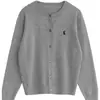 Cárdigan de punto con bordado de conejo estilo coreano, corte holgado, adelgazante, de manga larga, exterior de imitación lana, suéter de punto, adecuado para primavera y otoño