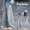 Pantalones para Niñas Primavera y Otoño Jeans Rectos Infantiles Nuevo Estilo 2026 para Niñas Mayores Pantalones Largos para Estudiantes de Secundaria Pantalones de Pierna Ancha