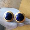 Pendientes de broche de plata 925 con lapislázuli vintage, broche, patrón tallado, perla de cobre, pendientes de piedra ojo de gato, accesorios