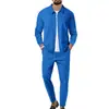 Jaqueta Cross Border 2025 Masculina Outono Juventude Waffle Bolso com Zíper Lapela Slim Fit Cardigan Terno Jaqueta Masculina