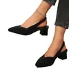 Sandalias de cuña con punta de strass de talla grande transfronterizas europeas y americanas para mujer, zapatos poco profundos de textura metálica para baile y trabajo para mujer