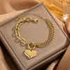 Centenas de Pulseiras Meichen Europeias e Americanas Ouro 18K Não Desbota Aço Titânio Femininas Simples e Versáteis Ins Personalizadas Moda Joias de Mão