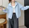 Chaqueta de trabajo con capucha para estudiante de mujer, primavera y otoño 2026, chaqueta deportiva popular de moda de corte holgado