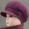 Gorro de Lana Cálido con Forro de Piel de Conejo para Mujer Otoño e Invierno, Gorro de Punto Grueso con Protección para Orejas y Frío para Personas de Mediana Edad y Mayores, Abuela