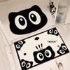 Alfombra Absorbente para Baño Terciopelo de Cristal Resistente a la Suciedad Alfombra para Entrada de Inodoro Gato Lindo Dibujo Animado Felpudo de Gato