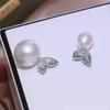 Acessórios diy S925 pingente de pérola de prata esterlina suporte vazio pingente de folha verde suporte de prata produtos semi-acabados acessórios artesanais de moda
