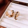Pendientes de Flor con Piedra Ojo de Tigre Chapados en Oro Real de 18 Quilates sobre Plata, Pendientes de Botón Simples Retro, Pendientes de Moda Elegantes para Mujer, Venta al por Mayor