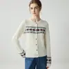 Nova coleção outono e inverno: suéter feminino de cashmere puro, padrão Fair Isle, cardigã grosso de gola redonda, agasalho quente, malha casual e estilosa