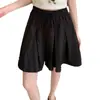 Pantalones Falda Caqui de Cintura Alta Tallas Grandes para Mujer Verano Delgados Nuevo Estilo Pantalones Cortos Holgados Petite Negros de Pierna Ancha a la Rodilla