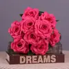 Atacado de fabricante de rosas artificiais, rosas de diamante de 9 cabeças, flores artificiais, cascata de parede de rosas, flores falsas, buquê de flores de seda