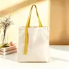 Bolsa de Lona Portátil com Alça de Fita, Sacola de Compras com Logo Personalizado, Bolsa de Lona Promocional Escolar, Bolsa de Lona Lisa Pronta