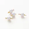 Chapado en Cobre Color 18K Conservación de Color Oro Real Doble Argolla Conector de Perla Estilo Coreano Pulsera DIY Pendientes Material Hecho a Mano Colgante