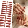 Puntas de Uñas Europeas y Americanas de Moda de Gama Alta Mate de Punta Larga, Colección de Color Sólido, Piezas para Uñas, 24 Piezas