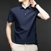 Camisa Polo de Manga Corta para Hombre, Verano de Seda de Hielo con Cuello, Camiseta Casual de Negocios, Top para Hombre, Sin Costuras y Sin Planchar