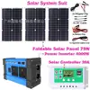 Painel solar 75W portátil para armazenamento de energia ao ar livre conjunto de sistema solar inversor 4000W controle