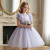 Vestido de princesa para niña transfronterizo, vestido de tutú de malla morada, vestido infantil, vestido para fiesta de cumpleaños, vestido de dama de honor