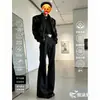 Calças casuais elegantes, da moda e de alta qualidade para o verão, calças pretas com corte slim, da moda, não amassam, ligeiramente alargadas, vestuário masculino para negócios