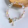 Pulsera de cristal Spring Mori para mujer, encantador colgante irregular, pulsera de cristal súper brillante, estilo festivo, pulsera fresca