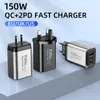 Novo Carregador de Celular Padrão Europeu e Americano Transfronteiriço, Padrão Britânico Cabeça de Carregamento Rápido Dupla Porta USB+2PD A+C