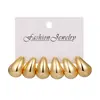 Pendientes Huecos con Baño de Oro y Cobre Transfronterizos Pendientes Simples de Gama Alta Superficie de Brillo Frío Pendientes de Gota de Agua Pendientes Pendientes Joyería para Mujer