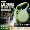 Correa para Mascotas con Luz para Paseos Nocturnos, Correa Retráctil Automática Anti-Tirón para Perros