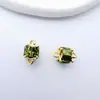 Pendientes de Cobre Chapado en Oro con Zirconia Cúbica de Diamante Cuadrado Doble Colgante Accesorios de Joyería DIY Cubo Azucarero