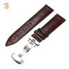 Accesorios de Reloj Personalizados de Fábrica Correa de Cuero de Primera Capa Patrón Bambú Correa Plegable Hebilla Hebilla Mariposa Doble Presión Correa de Cuero de Vaca