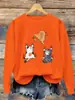 Suéter Pulóver para Mujer con Estampado de Tres Gatos Trepando y Escapando Cuello Redondo Sudaderas Millennial Bug Ropa Holgada de Otoño