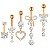 Amazon En Stock Set de 5 Piezas de Anillos para Ombligo, Acero Inoxidable Exquisito Súper Brillante Circonita Joyería para Piercing de Ombligo