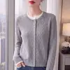 Cardigã feminino falso de duas peças com padrão torcido e gola redonda, textura vintage, jaqueta de tricô macia e aconchegante, corte solto, modelador, adequado para primavera e outono, perfeito para usar em camadas