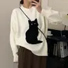 Suéter de punto de otoño e invierno estilo coreano talla grande 2026 nueva moda versátil estilo suave jacquard gato de dibujos animados suéter de punto para mujer