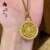 Colgante de Calabaza Chapado en Oro Tendencia de Tiktok, Dios de la Riqueza Amarillo, Brújula de los Ocho Tesoros Propicios, Cadena para Suéter de Cuerda para Cumplir Deseos al por Mayor