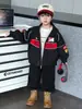 Jaqueta de motociclista infantil para primavera e outono, estilo coreano, sportswear infantil moderno e estiloso, adequada para meninos e meninas jovens, transfronteiriça
