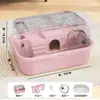 Gaiola popular para hamster, caixa de armazenamento pequena, acrílico transparente de espaço amplo, acessórios de luxo portáteis, gaiola dourada para hamster