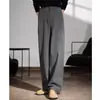 Pantalones de Pierna Recta Sueltos de Tiro Alto Nuevos Ins 2025 Primavera Negro de Moda Versátiles Casuales de Vestir para Hombre con Efecto de Caída