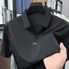 Camisa Polo Popular Transfronteriza de Manga Corta para Hombre, Camisa de Verano de Seda de Hielo de Media Manga para Hombre de Mediana Edad, Camiseta de Cuello en V sin Planchar Ropa para Hombre