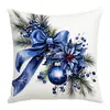 Funda de Cojín con Elementos Navideños Estilo Americano, Funda de Almohada de Tela Estampada con Renos y Papá Noel para Habitación Infantil, Sala de Estar, Sofá