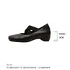 Couro Genuíno ~ Aumento de Altura de Salto Oculto de 6cm, Sapatos de Salto Baixo com Estampa de Elefante, Sapatos de Ballet Estilo Retro com Tiras Cruzadas e Sensação Fresca, Sapatos Mary Jane Femininos