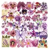 50 Hojas Pegatinas Florales Retro Graffiti Especímenes de Plantas Flores Secas Realistas PET Transparente Impermeable Pegatinas de Flores para Diario