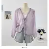 Cardigan de Protección Solar con Cuello Volante y Patchwork, Estilo Suave, para Mujer, Primavera 2026, Corte Holgado, Prendas de Abrigo que Reducen la Edad