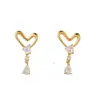 Pendientes de Corazón Micro-Pavé de Circonita con Cierre de Plata S925 Moda Nicho Pendientes Dulces Pendientes de Gama Alta para Mujer