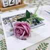 Rosa de simulación de boda, rosa individual, franela, flor de plomo para boda de San Valentín, flor decorativa para hotel, flor artificial