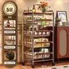 Carrito estrecho multi-funcional estilo vintage para snacks, canasta de cocina multi-capa para frutas y verduras, estante de almacenamiento móvil