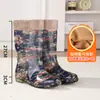 Sapatos Aquáticos, Galochas, Galochas de Cano Alto para Adultas, Botas Aquáticas, Forradas com Lã, Quentes, Modernas, Antiderrapantes, Sapatos de Trabalho Impermeáveis, Botas Longas com Algodão Adicional