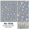 Redanco nuevos pegatinas para uñas con relieve 5D de medusa, estrella de mar, concha, luz, pegatinas adhesivas estéreo para uñas He-1012